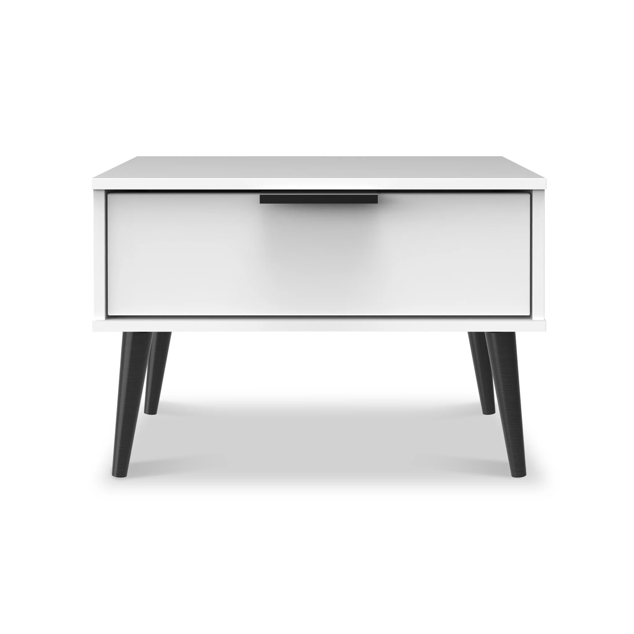 Asher White 1 Drawer Side Table with Black Legs - Image 2