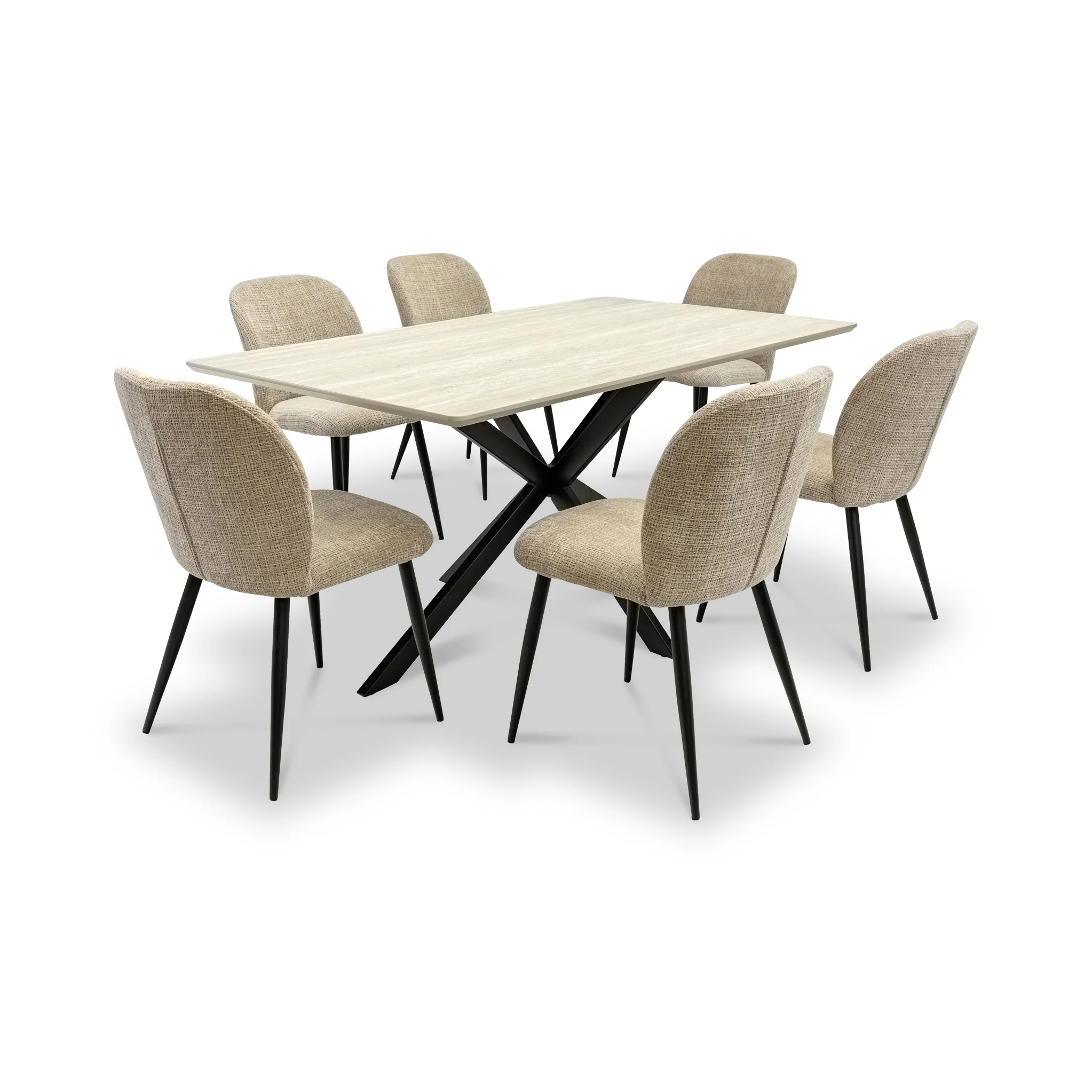 Barlo 160cm Travertine Effect Dining Table - Image 4