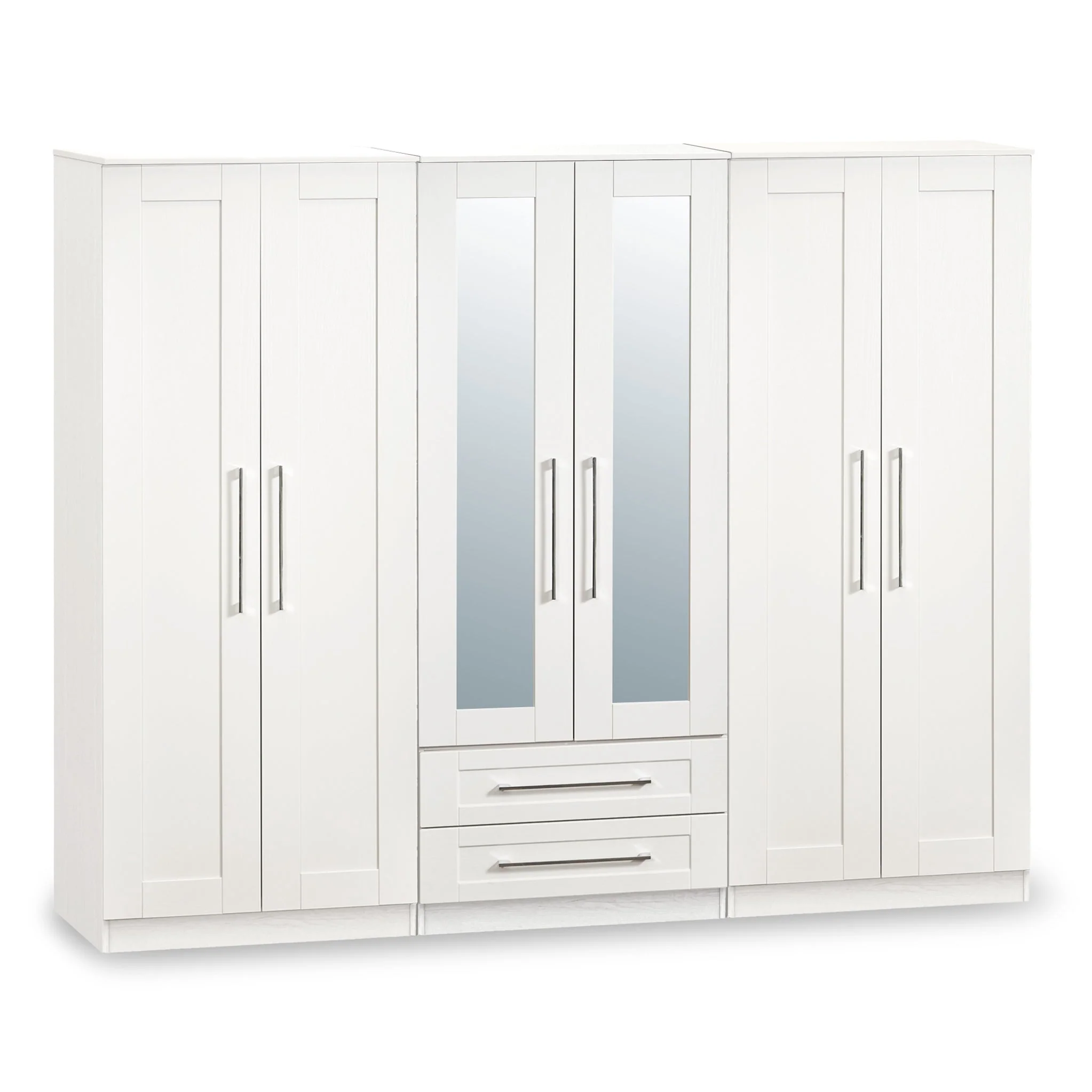 Bellamy Tall 6 Door 2 Drawer with Mirrors Wardrobe
