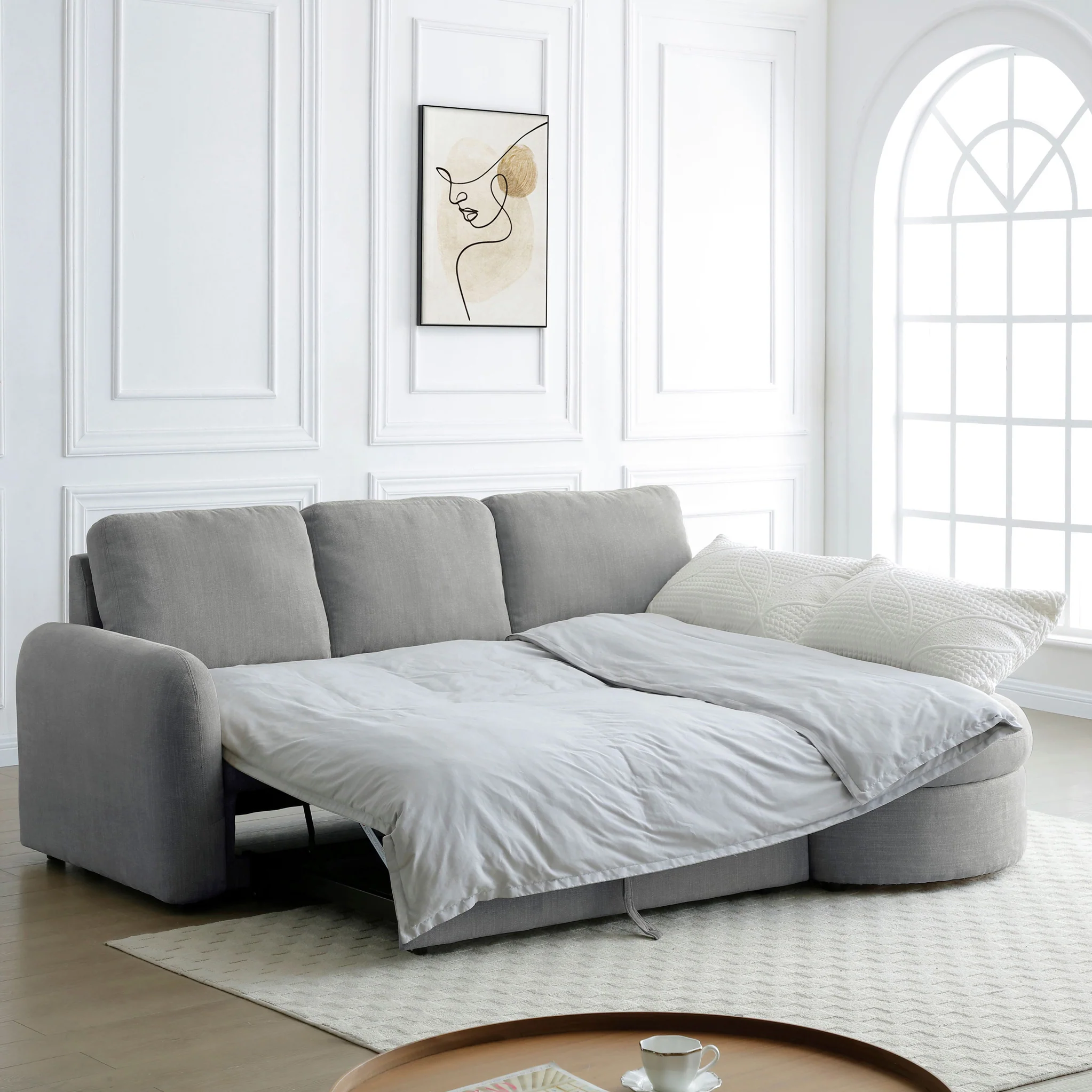 Belvere Curved Corner 3 Seater Sofa Bed - Image 15