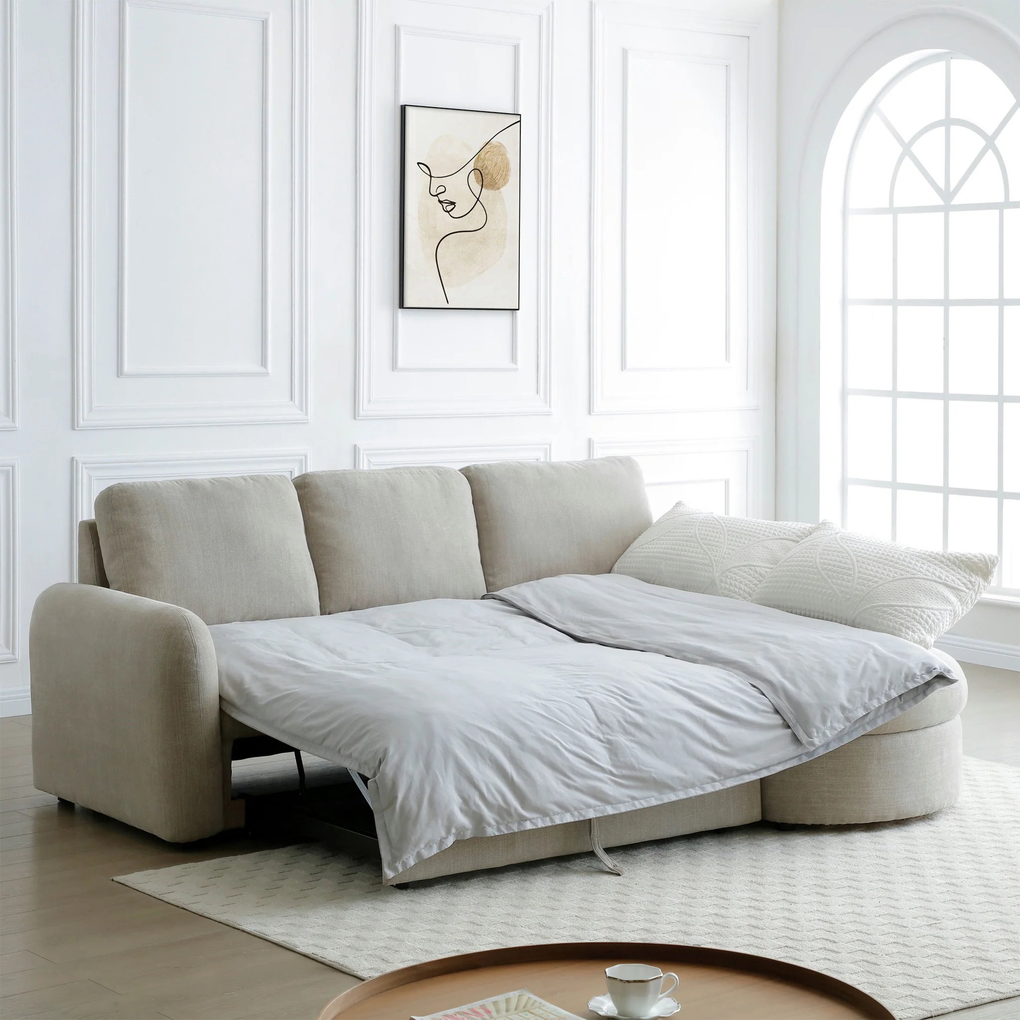 Belvere Curved Corner 3 Seater Sofa Bed - Image 28