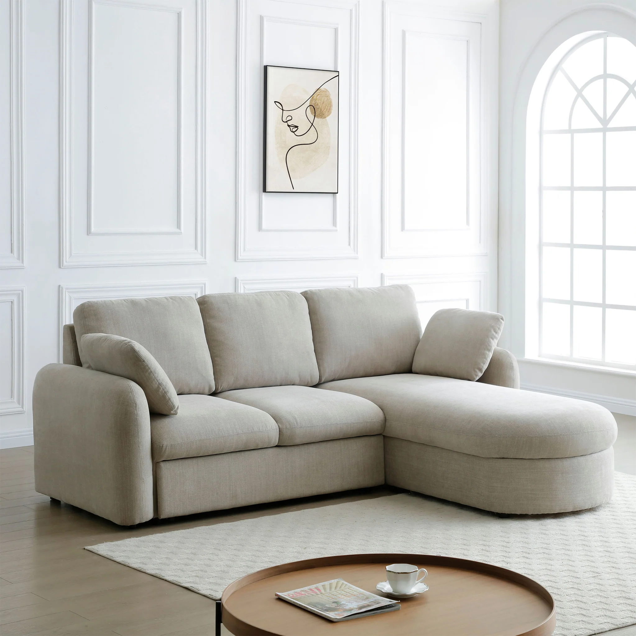 Belvere Curved Corner 3 Seater Sofa Bed - Image 29