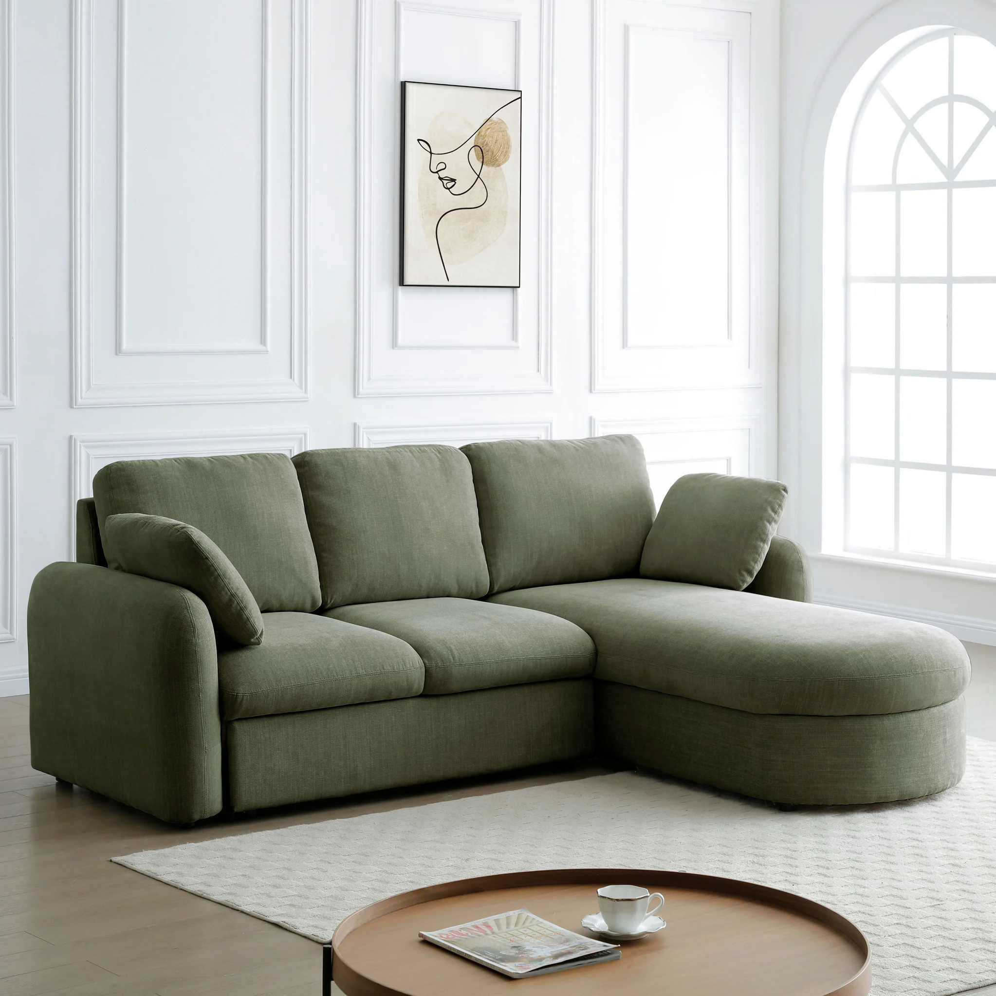 Belvere Curved Corner 3 Seater Sofa Bed - Image 4