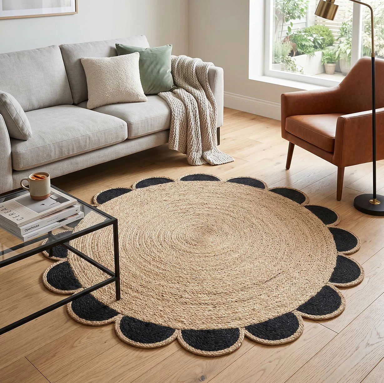Chesney Jute Scalloped Edge Circle Rug - Image 2