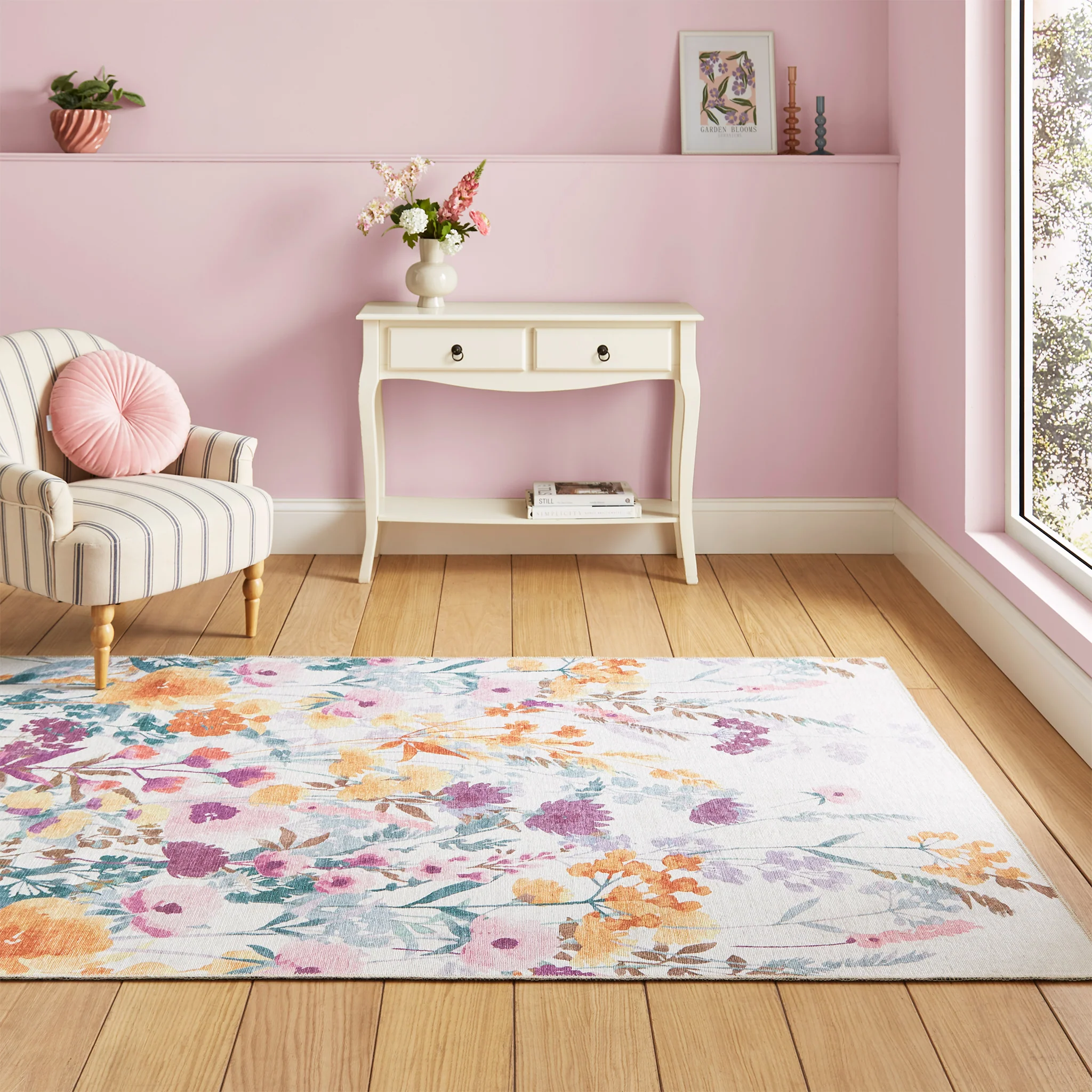 Country Floral Washable Rug - Image 3