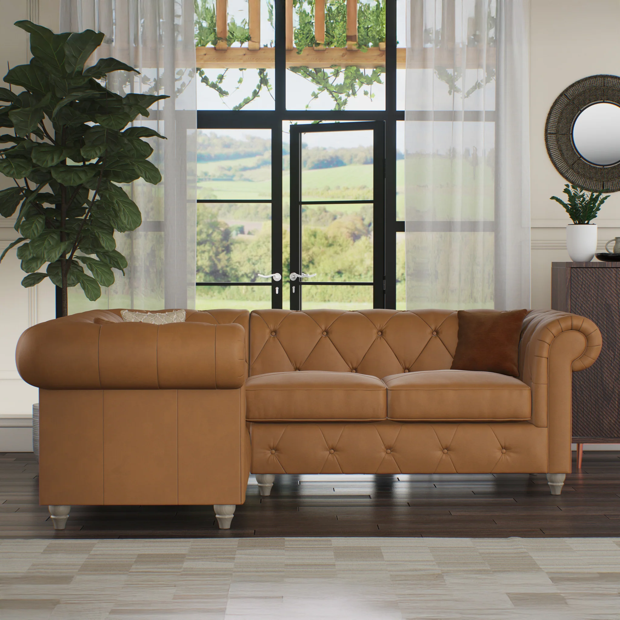 Everett Leather Corner Sofa - Image 90