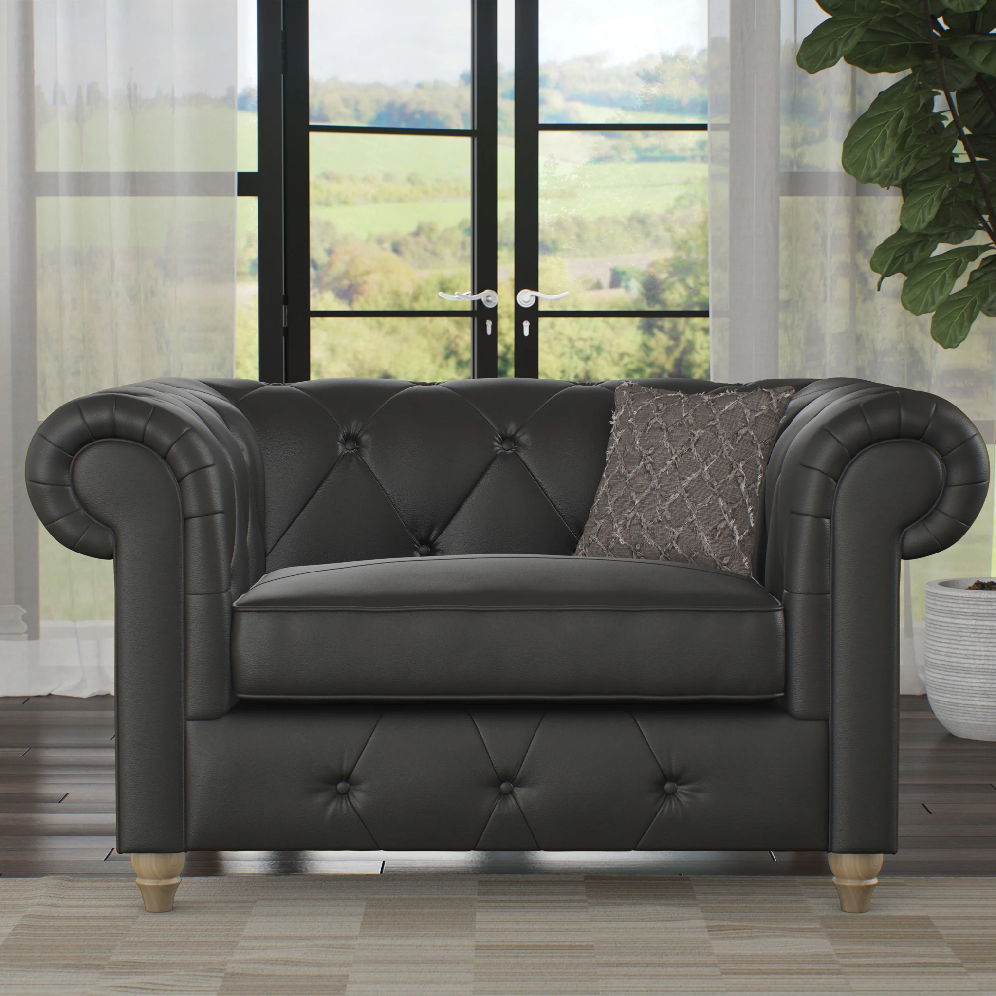 Everett Leather Snuggler Chair - Image 35