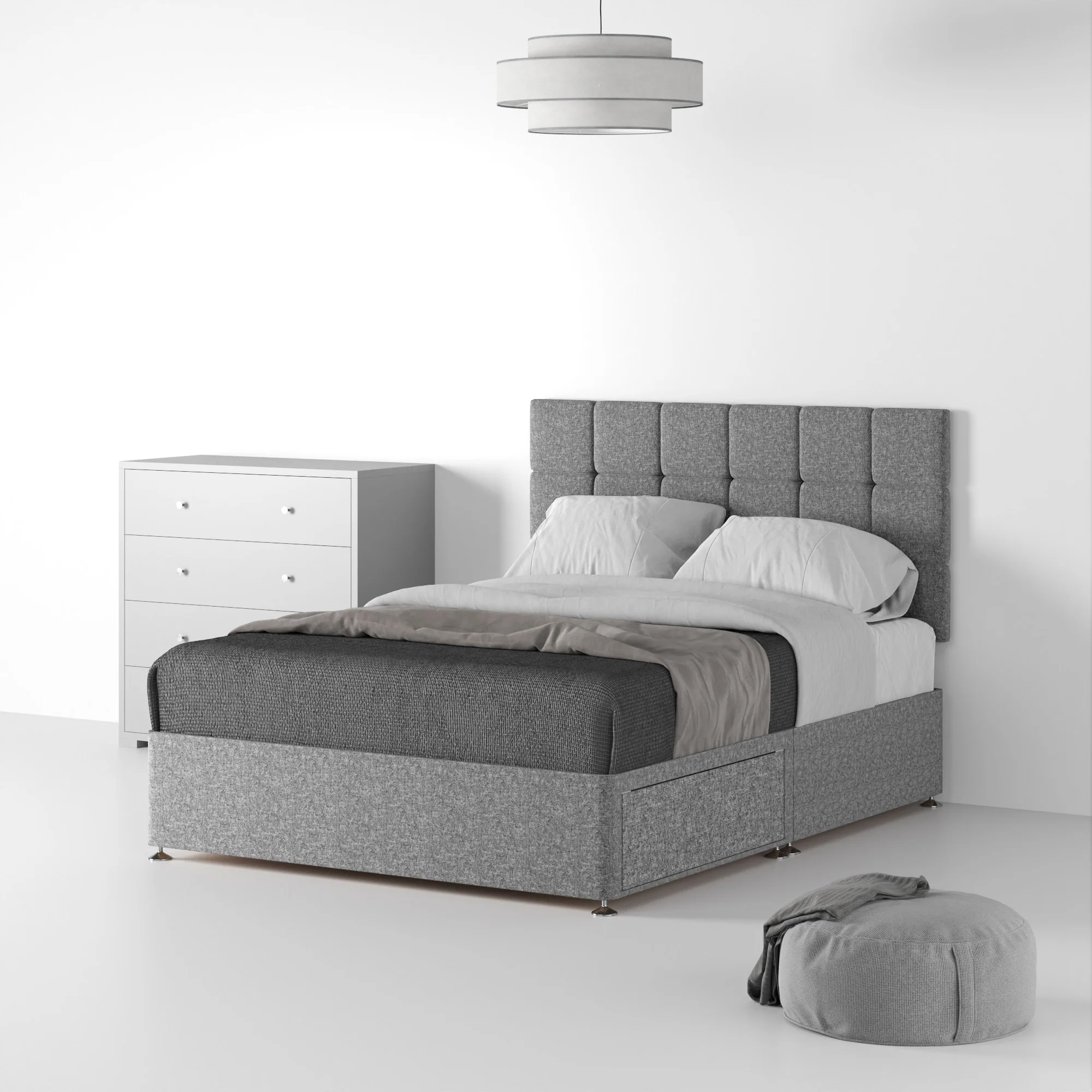 Farrow Cube Linen Divan Bed and Headboard - Image 14