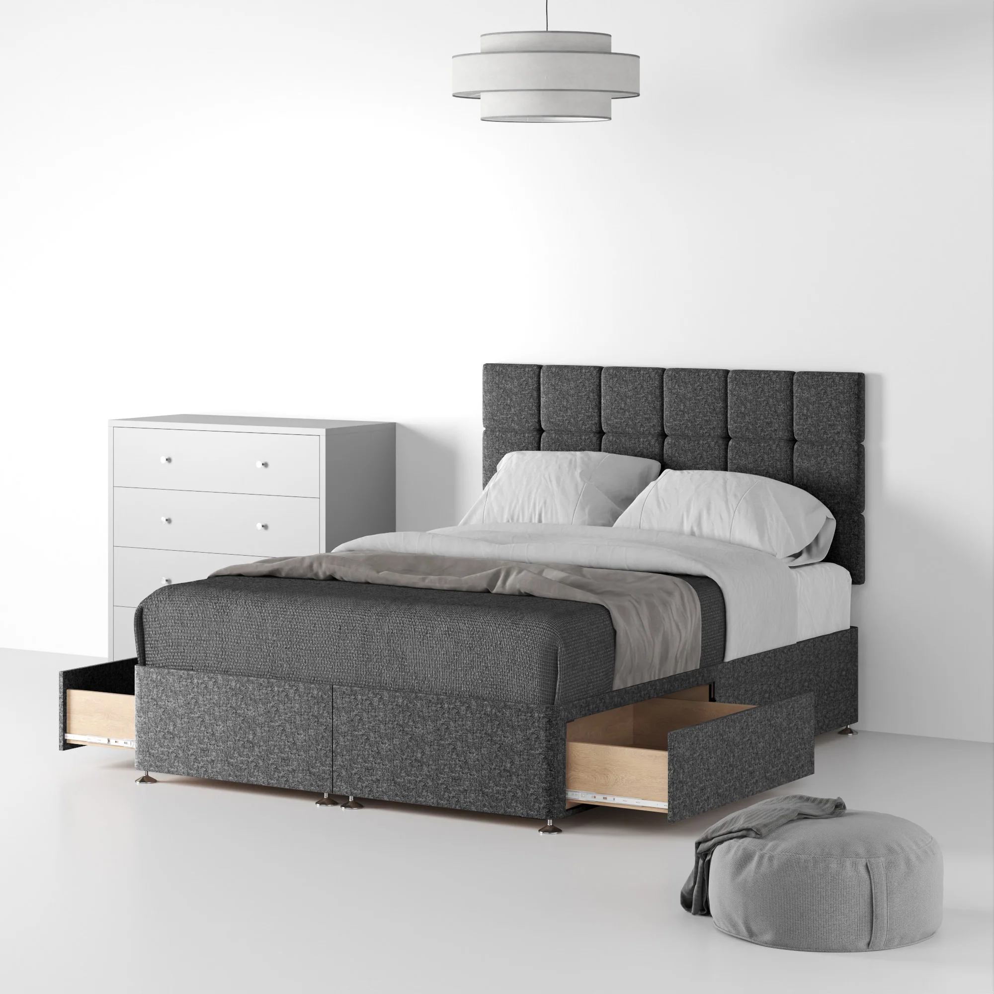 Farrow Cube Linen Divan Bed and Headboard - Image 23