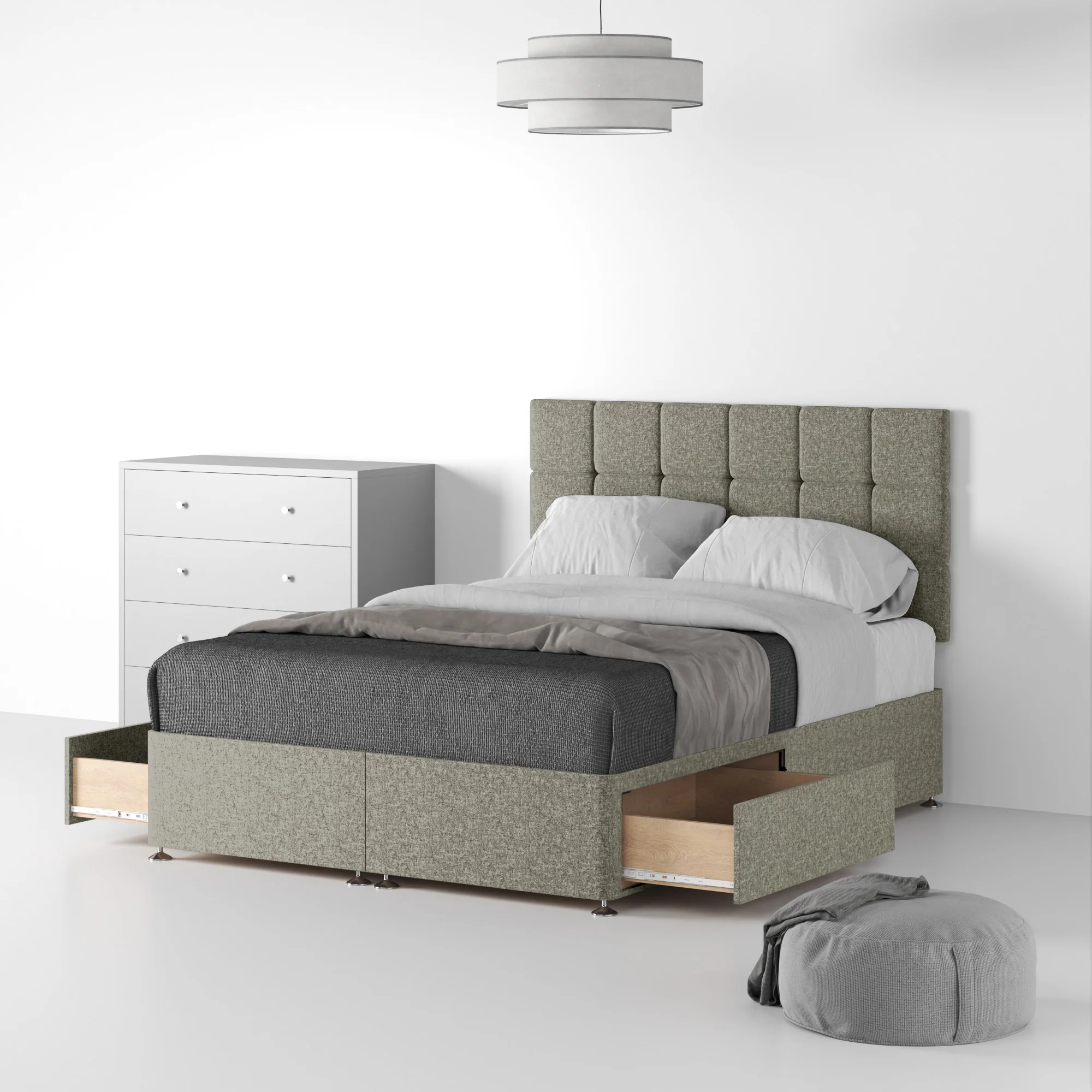 Farrow Cube Linen Divan Bed and Headboard - Image 25