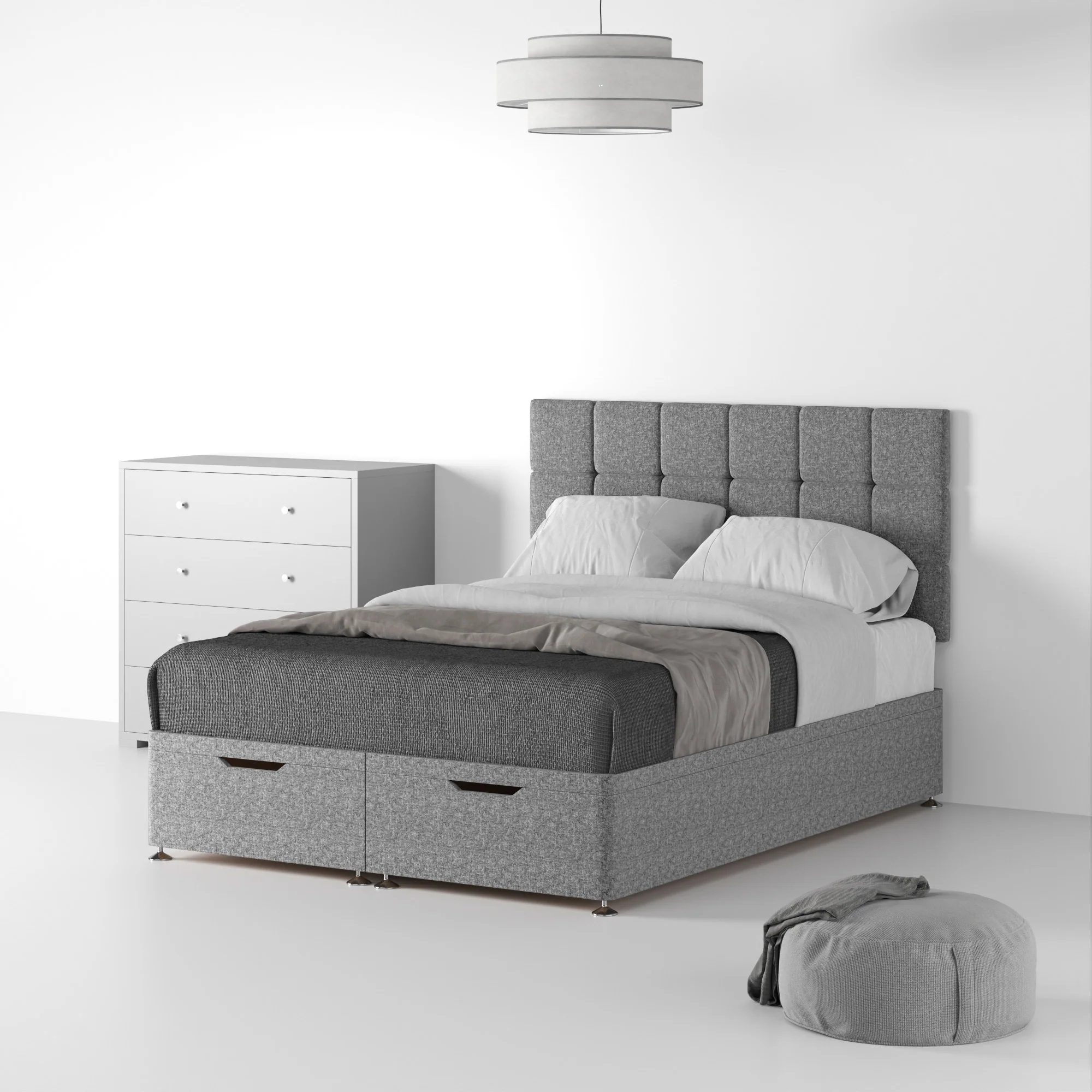Farrow Cube Linen Divan Bed and Headboard - Image 44