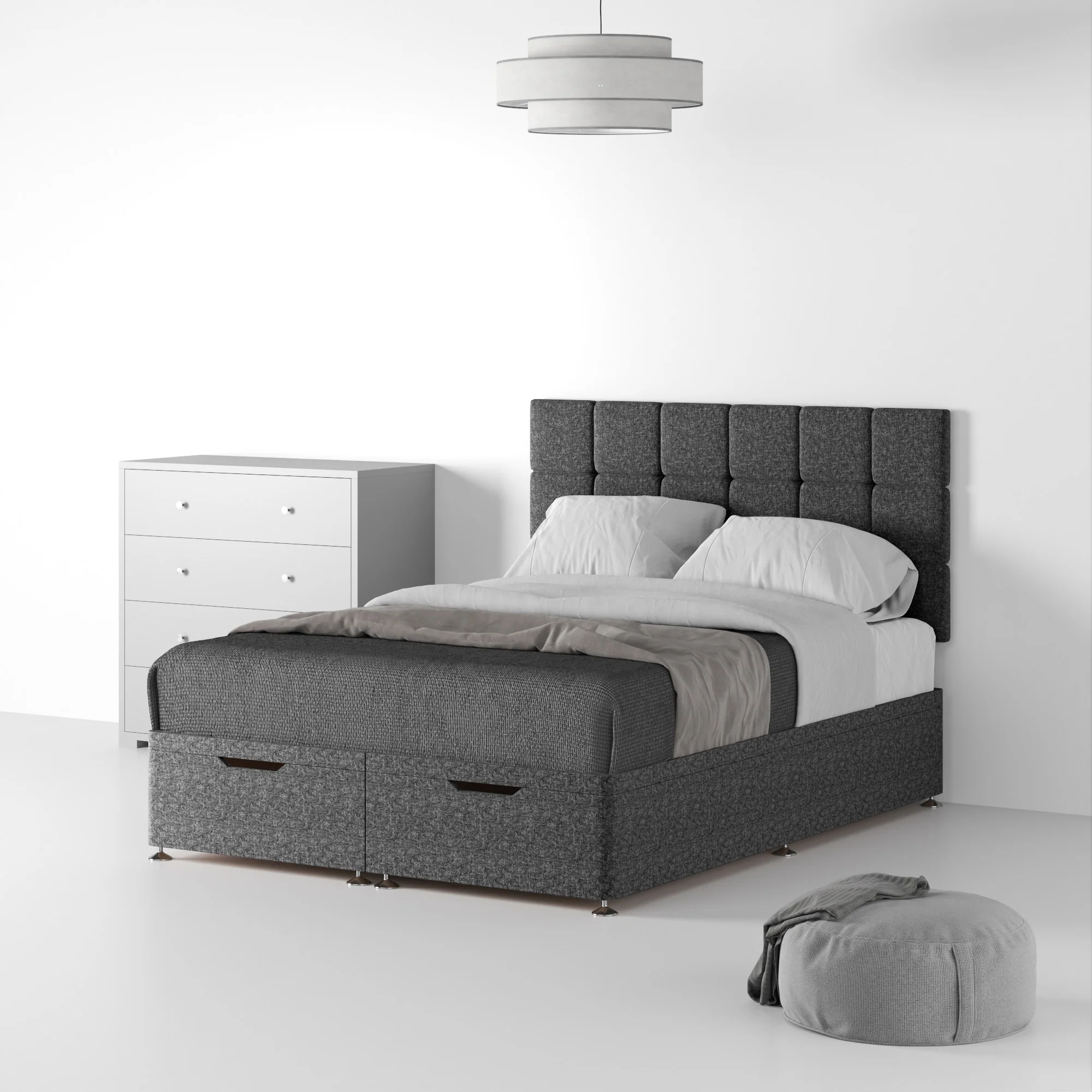 Farrow Cube Linen Divan Bed and Headboard - Image 49