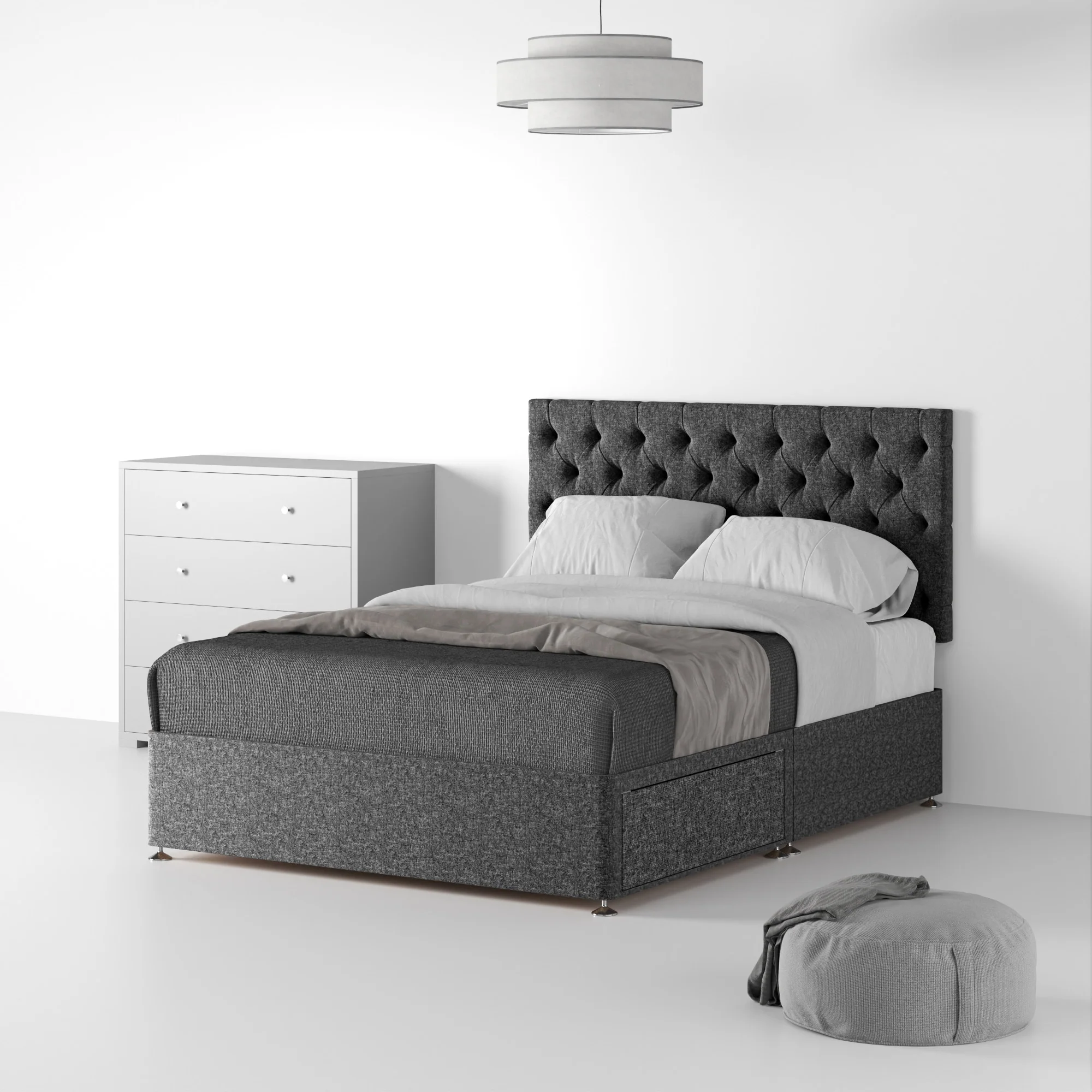 Farrow Diamond Linen Divan Bed and Headboard - Image 10
