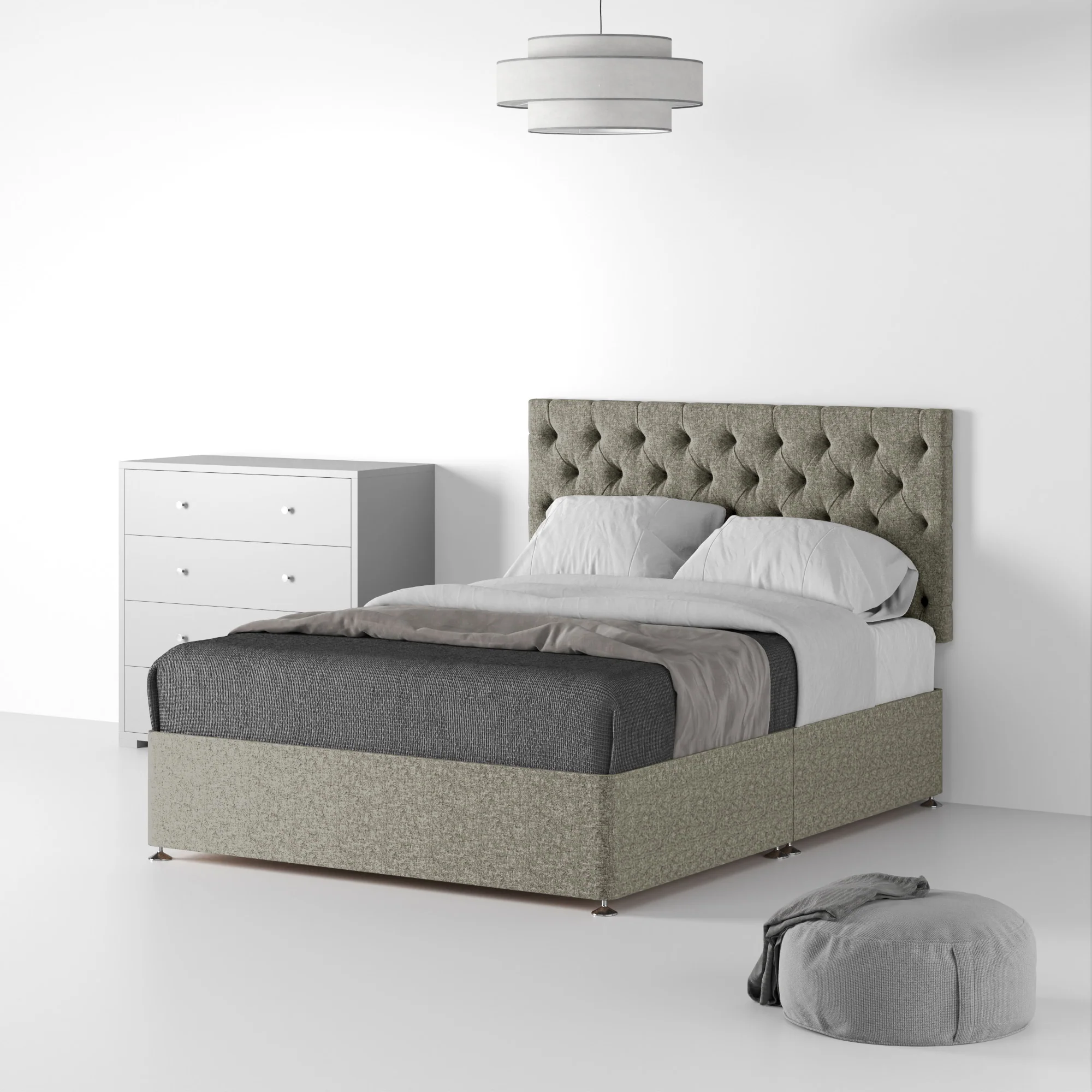 Farrow Diamond Linen Divan Bed and Headboard - Image 2