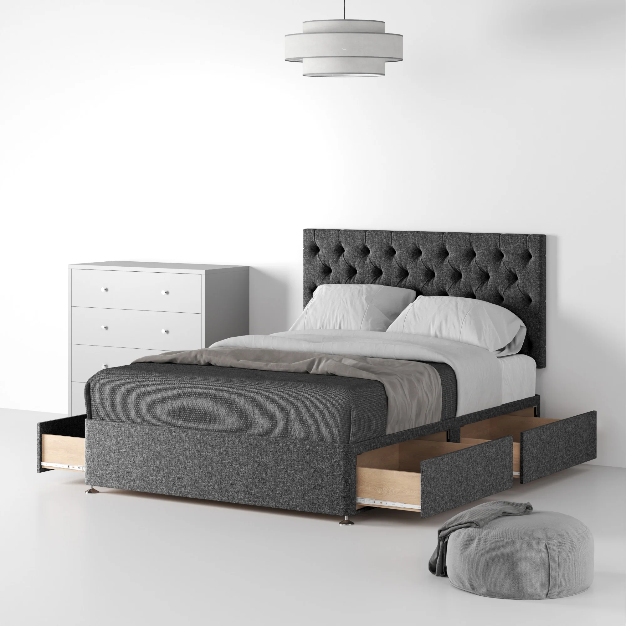 Farrow Diamond Linen Divan Bed and Headboard - Image 29