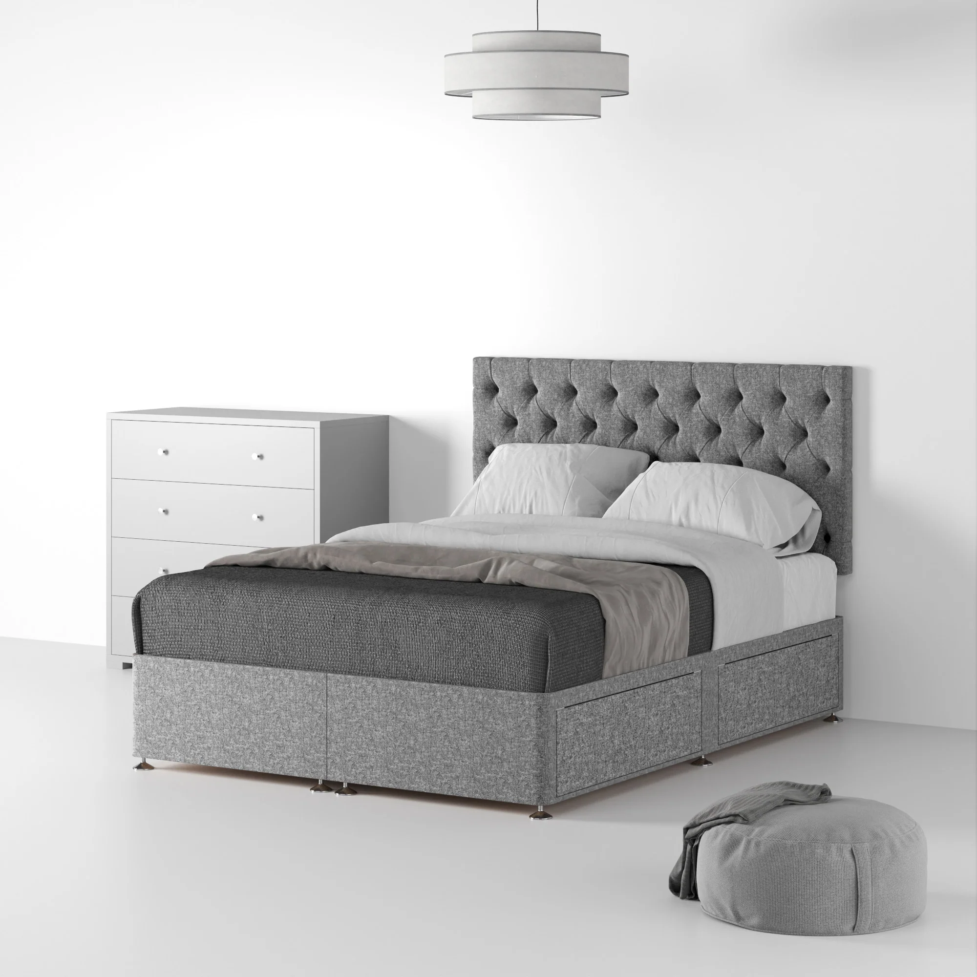 Farrow Diamond Linen Divan Bed and Headboard - Image 38