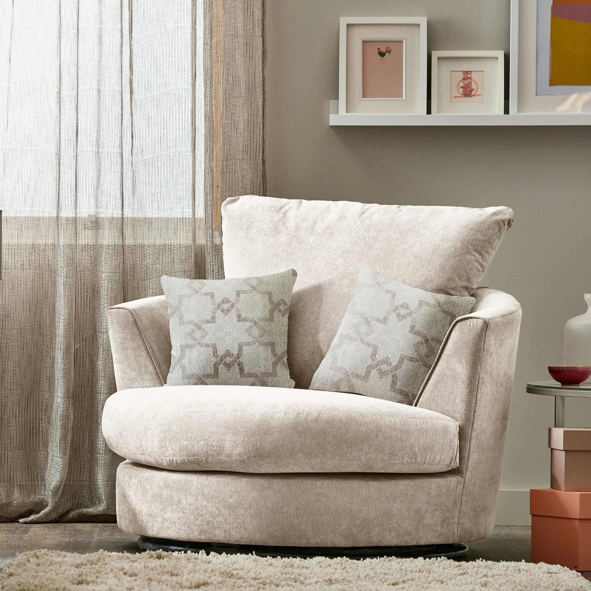 Fernley Chenille Swivel Armchair - Image 2