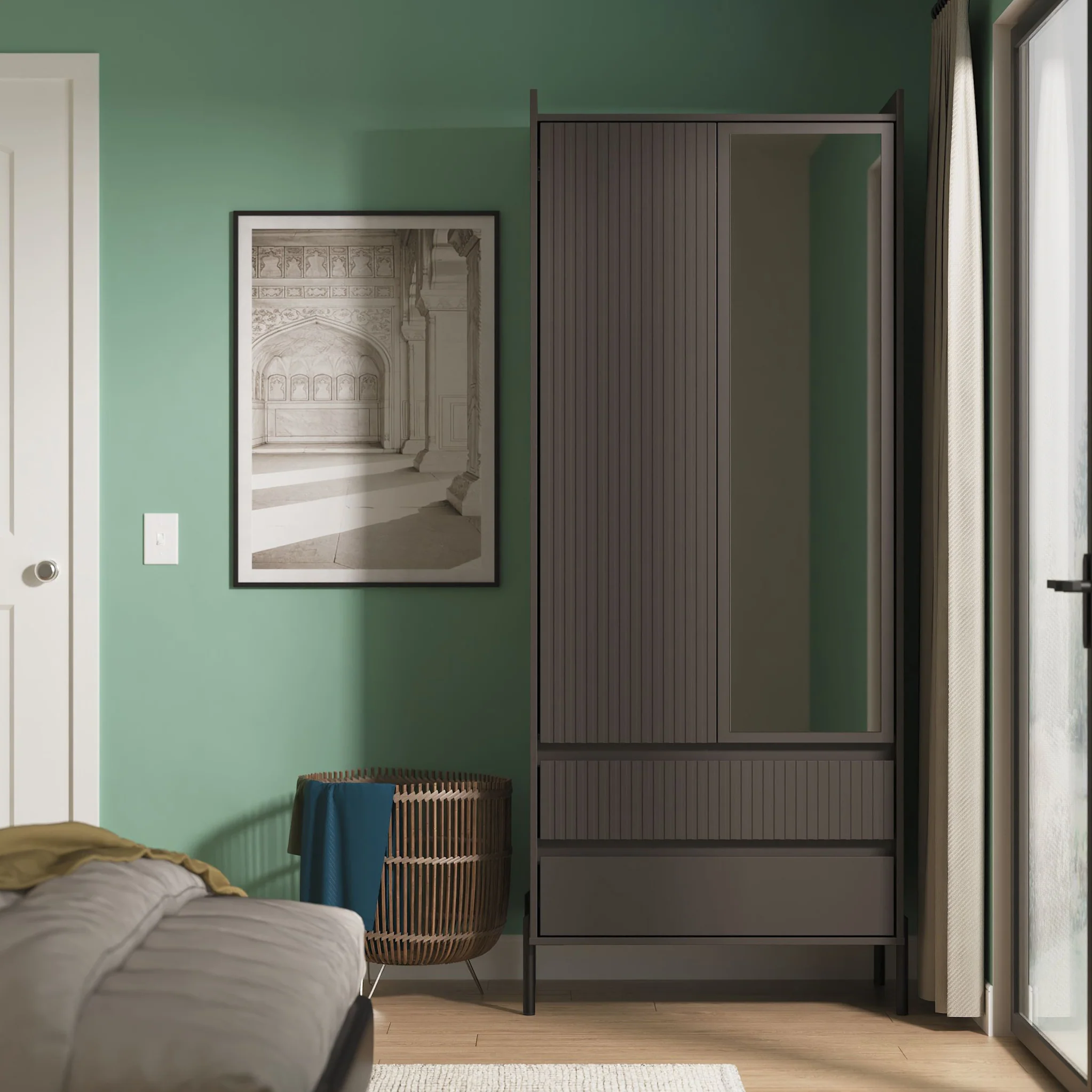 Kenton Double Mirrored Wardrobe With Drawers - Image 10