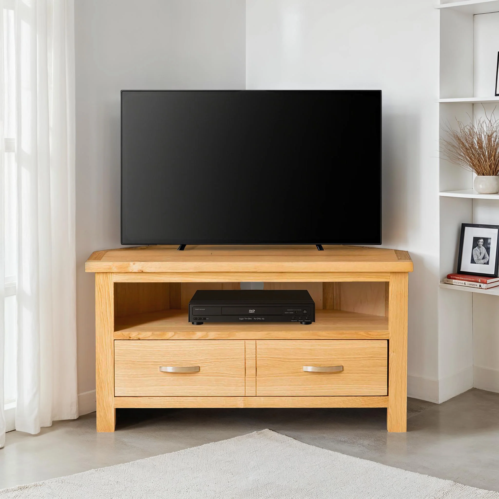 London Oak Corner TV Stand - Image 2