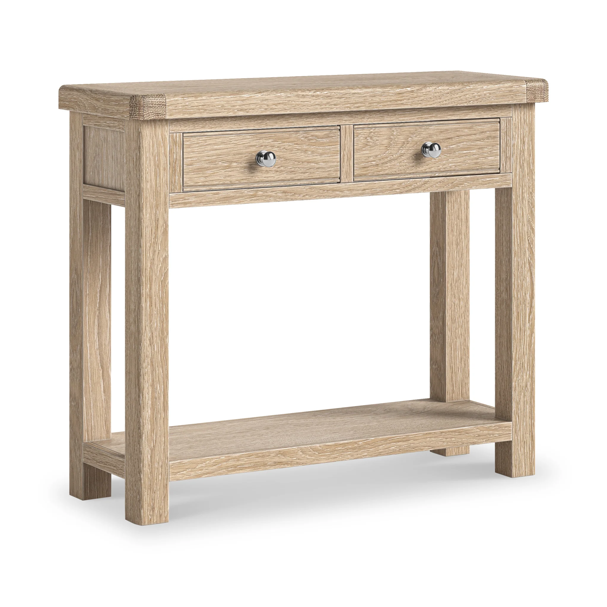 Portland Washed Oak 2 Drawer Console Table