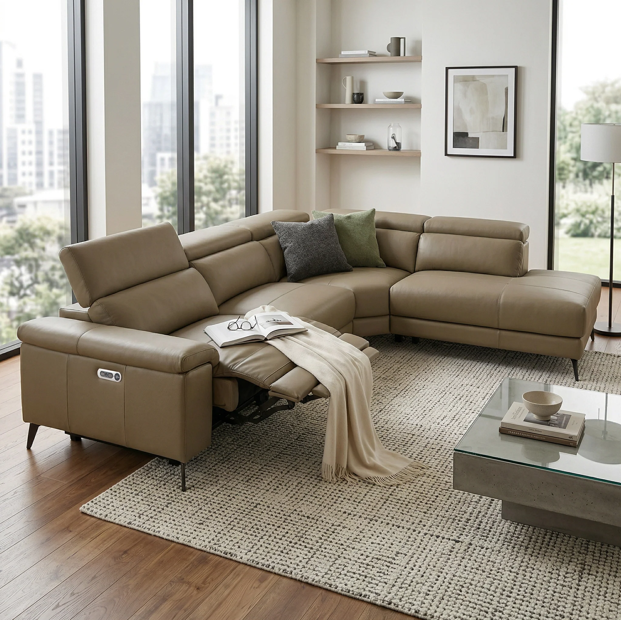 Radford Leather Power Reclining Corner Chaise Sofa - Image 2