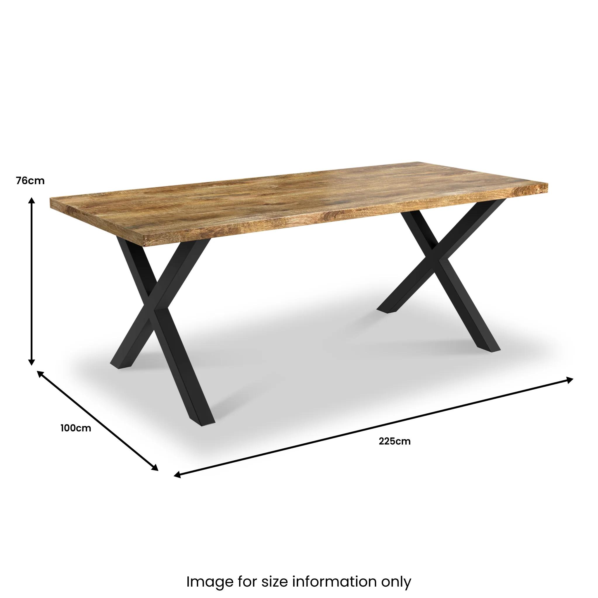 Tobiah 225cm Mango Wood Dining Table with X Leg - Image 4