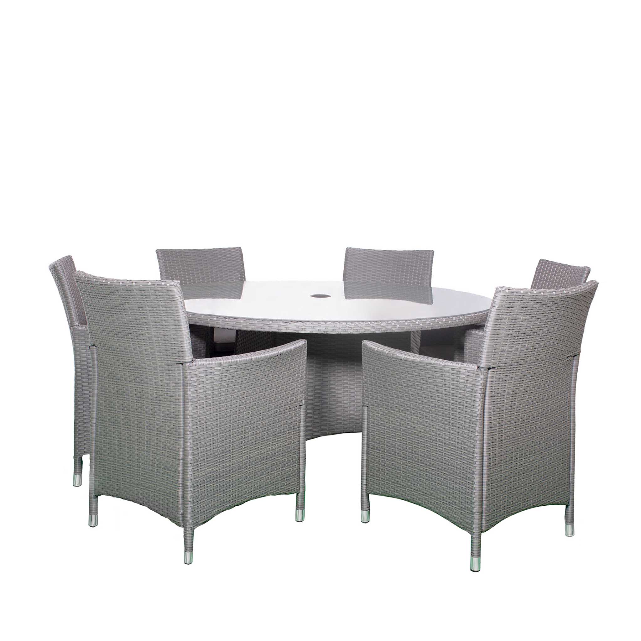 Vada 140cm 6 Seat Rattan Round Dining Set - Image 3